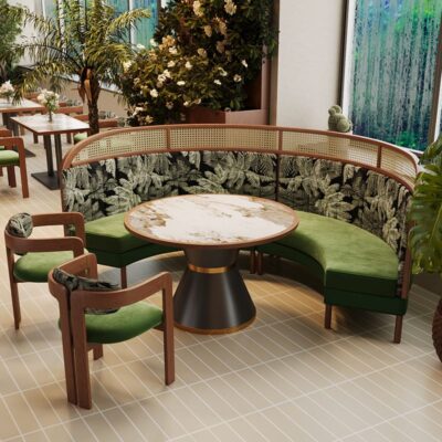 Southeast Asian Retro Solid Wood Booth Chair Set