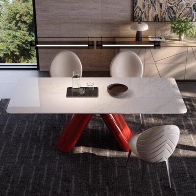 Red Minimalist New Luxury Marble Dining Table