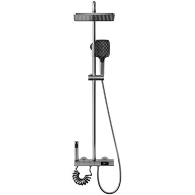 All-Copper Piano Key Shower: 4-Temp Digital Display & Rainfall Pressure