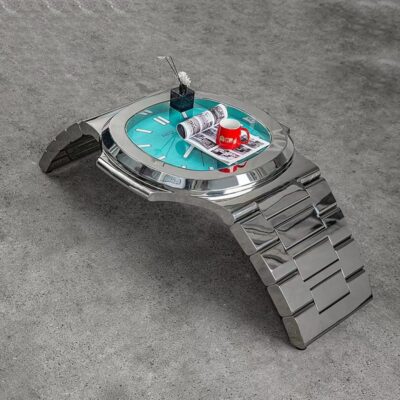 Modern Watch-inspired Tempered Glass Coffee Table