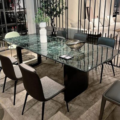 Italian Green Marble Luxury Rectangular Dining Table