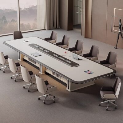 4M High-End Lacquered Conference Table Set with 12 Chairs
