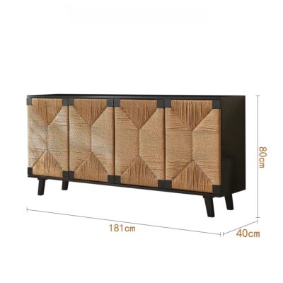 Modern Wabi-Sabi Hand-Woven Buffet Sideboard