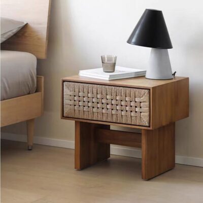 Nordic Wabi-Sabi Hand-Woven Nightstand