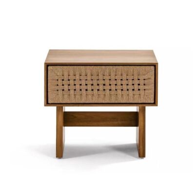 Nordic Wabi-Sabi Hand-Woven Nightstand