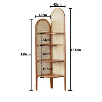 Nordic Minimalist Solid Wood Rattan Screen Partition Shelf