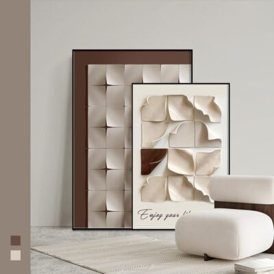 3D Wood Carving Hand-Painted Abstract Artwork