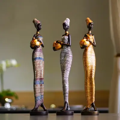 Vintage African Black Woman Sculpture for Home Decor