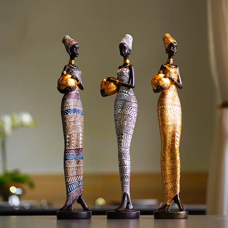 Main view of Vintage African Black Woman Sculpture for Home Decor