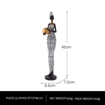 Vintage African Black Woman Sculpture for Home Decor