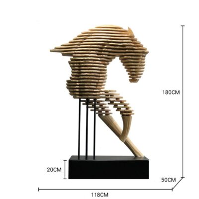 Horse Head Paulownia Wood Carving Sculpture