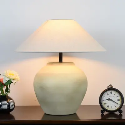 Handcrafted Ceramic Vase Table Lamp with Premium Linen Shade