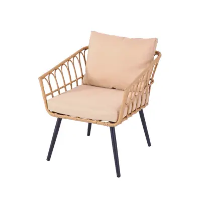Luxury PE Rattan Outdoor Furniture Set Custom Garden Patio Bistro Chairs and Glass Table Oasis