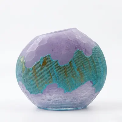 Handcrafted Amethyst Liuli Glass Vase