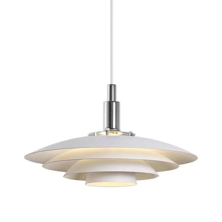 Customizable White Multi-Tier Circular LED Pendant Light in Iron
