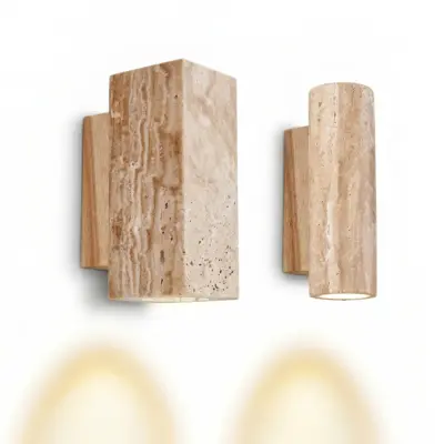 Customizable Alabaster LED Wall Sconce – Natural Stone Round and Square Architectural Lighting for Global Hospitality and Luxury Service Industry Decoration