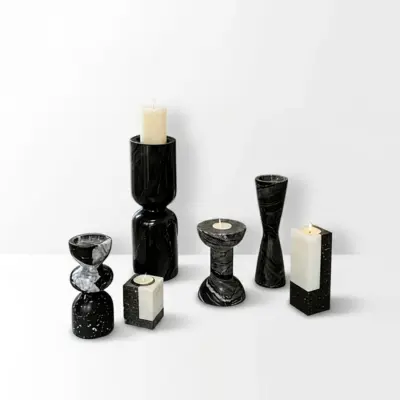 Luxury Custom Marble Candle Holder Set for Upscale Hotels & Modern Home Decor