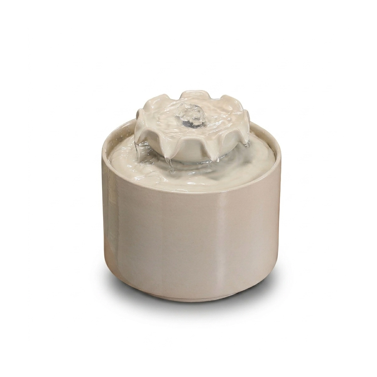 Artisanal Minimalist Zen Ceramic Water Fountain in white, black, and blue finishes with bubbling water effect.