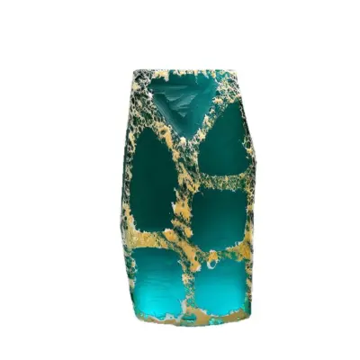 Handcrafted Lake Blue Liuli Glass Vase for Luxury Hotel Decor