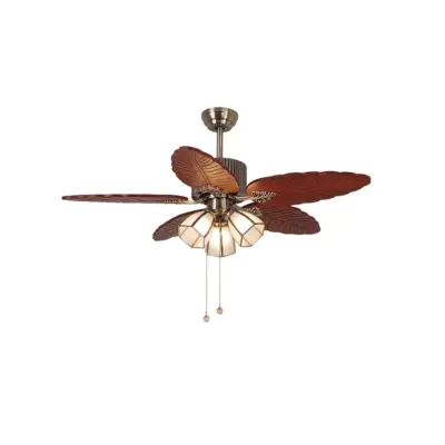 Premium 47-Inch Wood Blade Fan with Glass Shades – Elegant Multi-Light Ceiling Fan for Luxury Hospitality Guest Rooms and Boutique Residential Suites