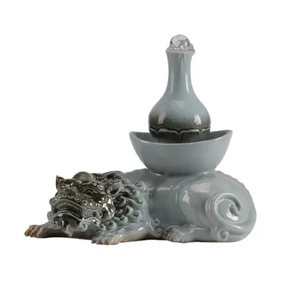 Artisanal Abstract Zen Ceramic Water Fountain – Customizable Luxury Sculptural Waterfall for High-End Hotels and Professional Executive Suites