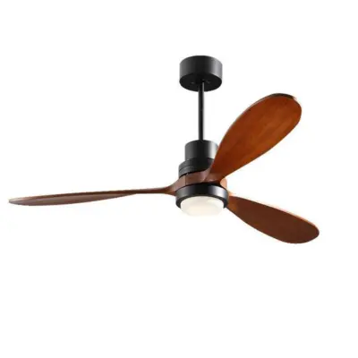 Premium 52-Inch Fixed Blade Fan Lamp with LED – CE Certified Wood Texture Ceiling Fan for Luxury Hospitality and Service Industry Decor