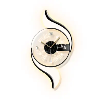 Contemporary Abstract LED Wall Clock: Customizable S-Curve Plexiglass Timepiece for Luxury Hotel Lobbies