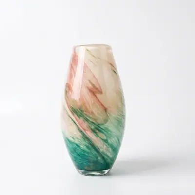 Handcrafted Pastel Blue Liuli Glass Vase for Luxury Interiors