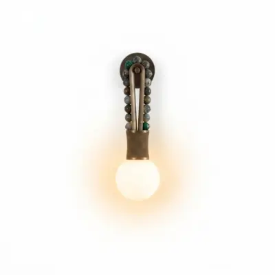 Luxury Natural Marble and Copper LED Wall Sconce – Elegant Customizable Stone Accent Lighting for High-End Hotels and Designer Commercial Interiors