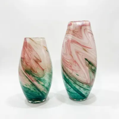 Handcrafted Pastel Blue Liuli Glass Vase for Luxury Interiors