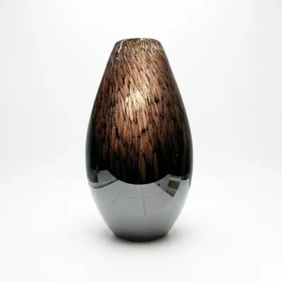 Handcrafted Obsidian Black Liuli Glass Vase for Luxury Interiors