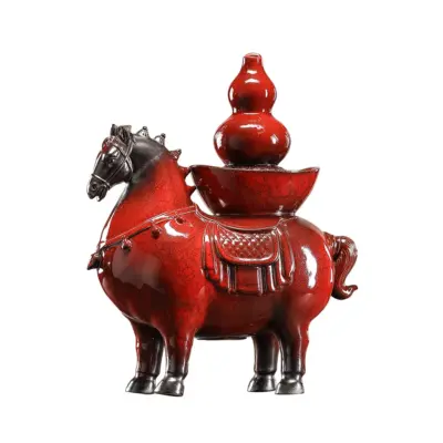 Artisanal Imperial Red Zen Ceramic Water Fountain – Customizable Luxury Sculptural Waterfall for High-End Hotels and Executive Lounges