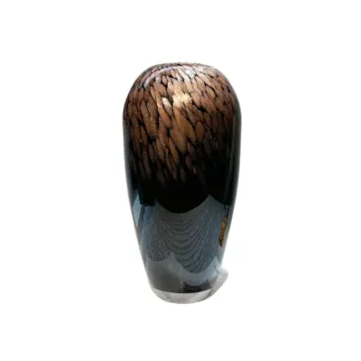 Handcrafted Obsidian Black Liuli Glass Vase for Luxury Interiors