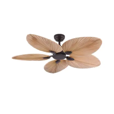 Premium 52-Inch ETL Certified Fixed Blade Fan – Luxury Coffee Wood Texture Ceiling Fan with Remote Control for North American Hospitality and Residential Projects