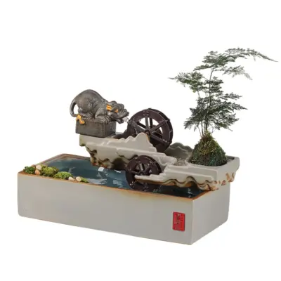 Artisanal Minimalist Horizon Zen Ceramic Water Fountain – Customizable Luxury Tabletop Waterfall for Five-Star Hotels and Corporate Executive Suites