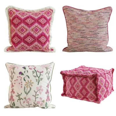 Premium Customizable Ethnic Geometric Throw Pillow and Pouf Collection for Luxury Hospitality and Global B2B Interior Projects