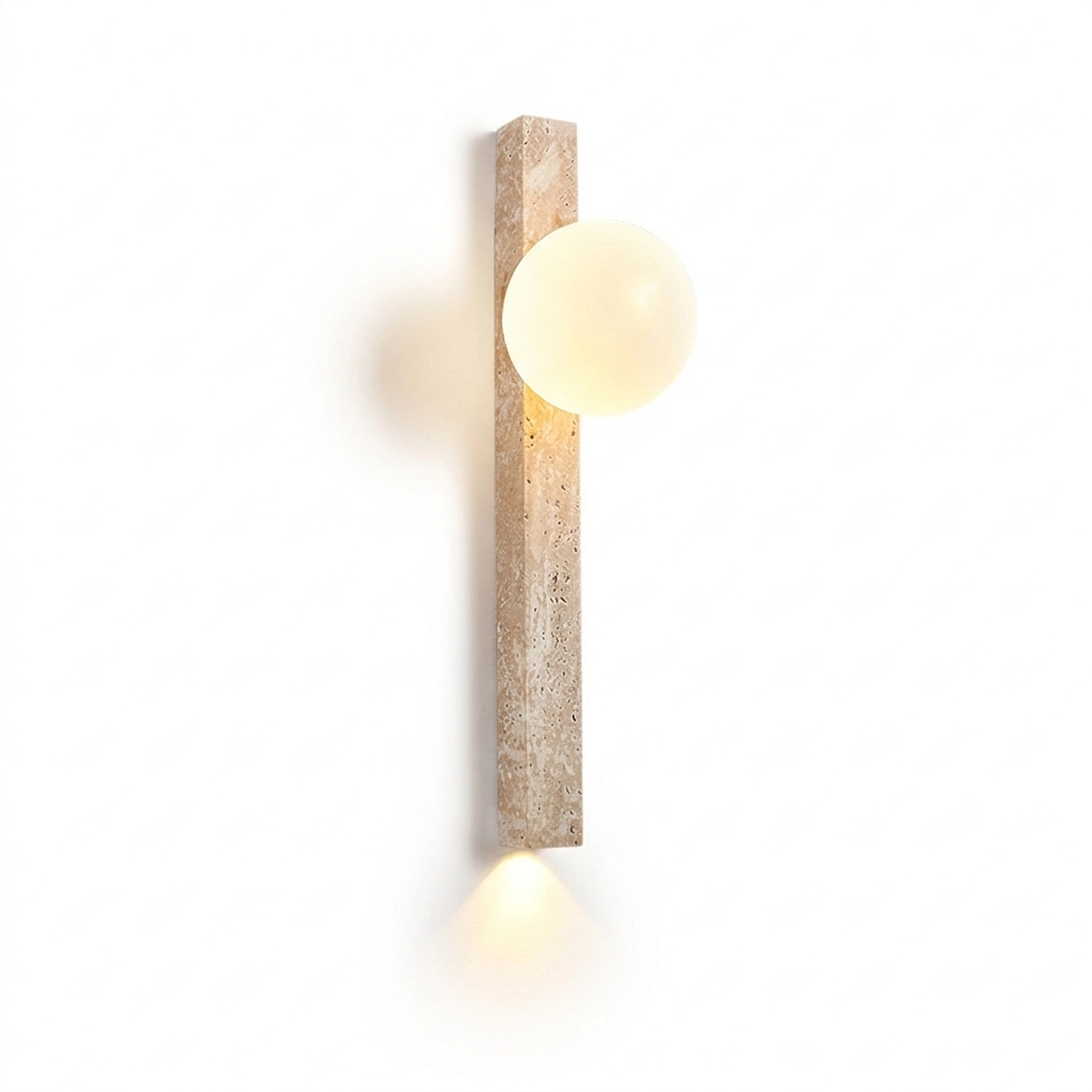 Customizable linear wall sconce made of natural alabaster stone with warm LED light for luxury hotel corridors.