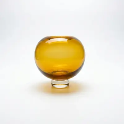 Handcrafted Amber and Deep Brown Liuli Glass Vase for B2B Luxury Decor