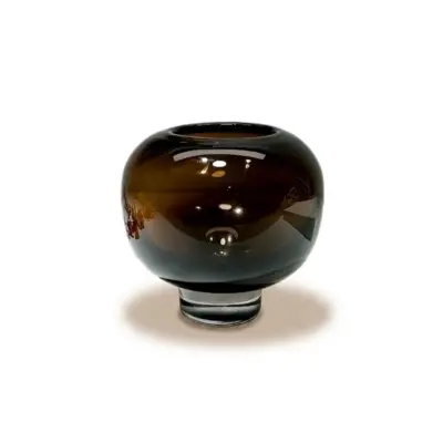 Handcrafted Amber and Deep Brown Liuli Glass Vase for B2B Luxury Decor