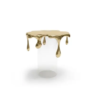Luxury Gold Dripping Glass Side Table