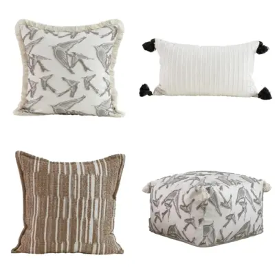 Premium Customizable Geometric Throw Pillow and Floor Pouf Collection for Luxury Hospitality and Commercial Interior Projects