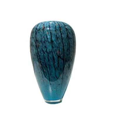 Handcrafted Deep Azure Liuli Glass Vase for Luxury Hotel Decor
