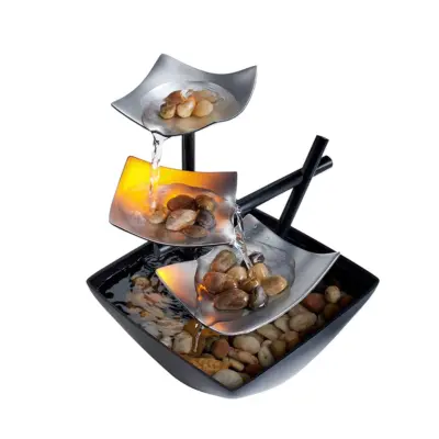 Artisanal Golden Leaf Zen Metal Water Fountain – Customizable Luxury Tabletop Waterfall for Elite Hotels and Modern Hospitality Spaces