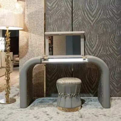 Luxury Grey Solid Wood Vanity Table