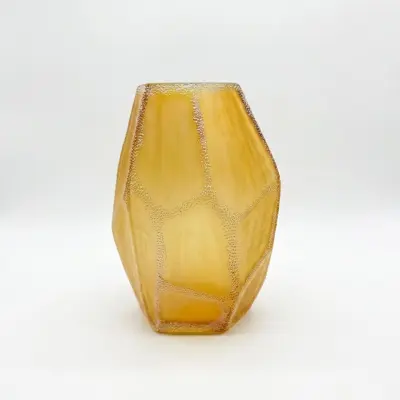 Handcrafted Golden Citrine Liuli Glass Vase for Luxury Hotel Decor