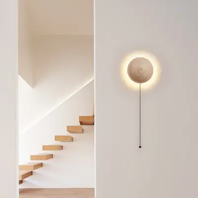 Customizable Alabaster Semi-Sphere Wall Sconce – Natural Stone Architectural Ambient Light with Warm LED for Luxury Hospitality and Boutique Interior Decor