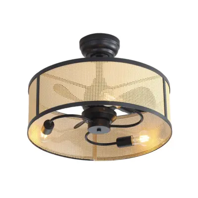 Artisan 20-Inch Natural Bamboo Rattan Fan Lamp – 6-Speed Inverter DC Motor Drum Ceiling Fan for Luxury Resorts and Boutique Hospitality Decor