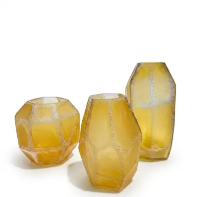 Handcrafted Golden Citrine Liuli Glass Vase for Luxury Hotel Decor