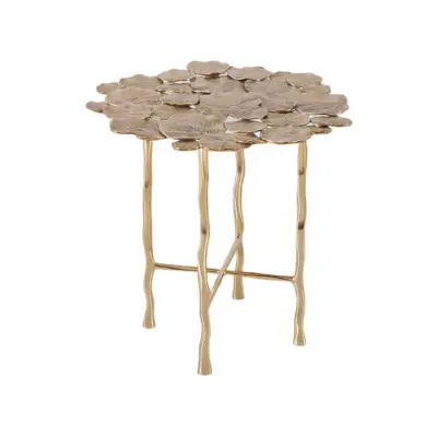 Luxury Gold Leaf Accent Side Table