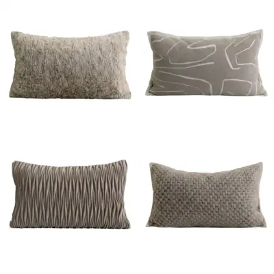 Professional Grey Artisan Textured Lumbar Throw Pillow Collection for Luxury Hospitality and Global B2B Interior Decor